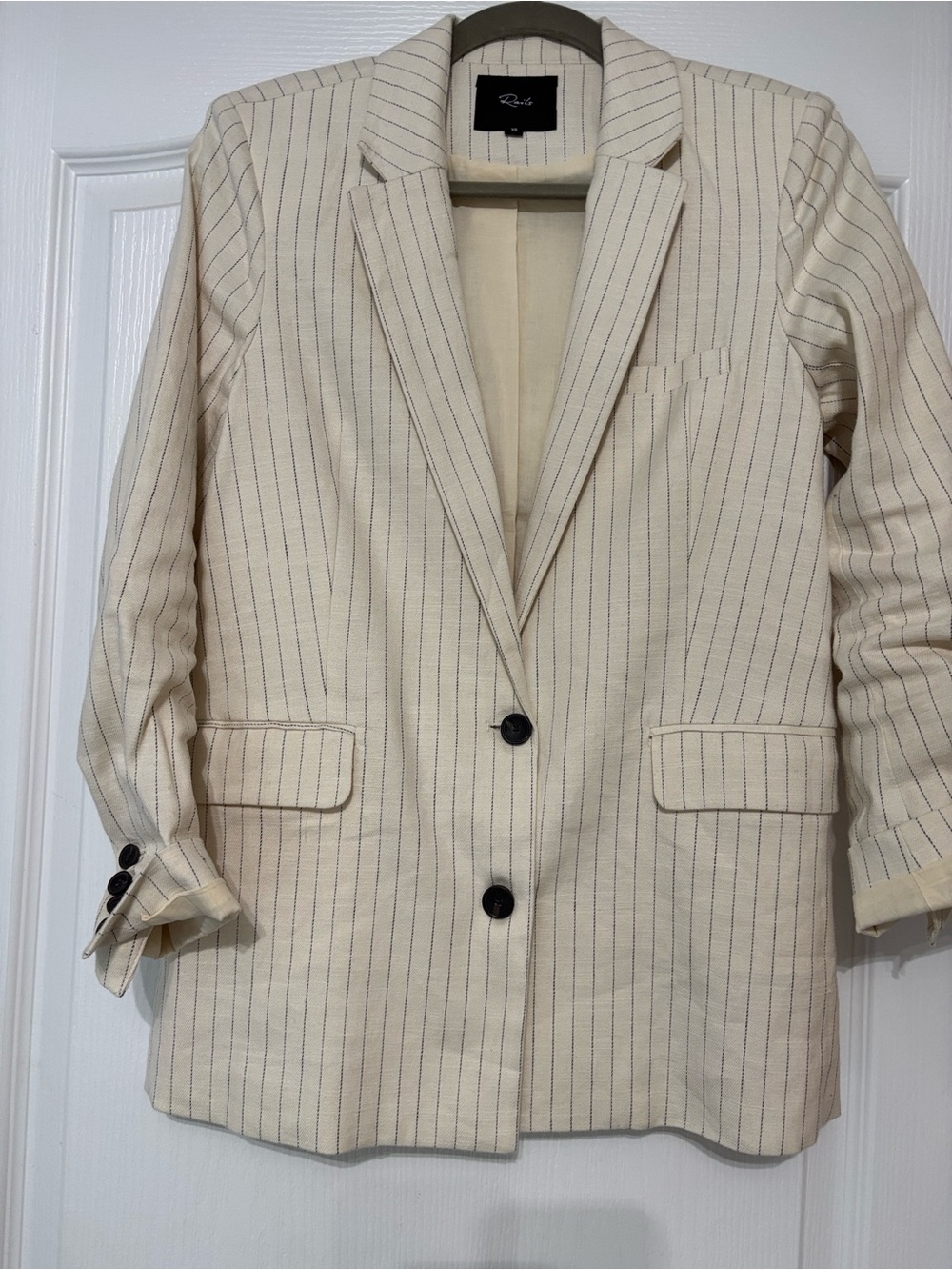 Rails Cream Blazer with Navy Pinstripes